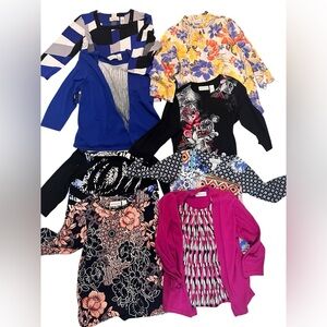 Alfred Dunner Lot of 8 Small Shirts Tops 2 Cardigans 1 Button Up, 5- 3/4 Sleeves